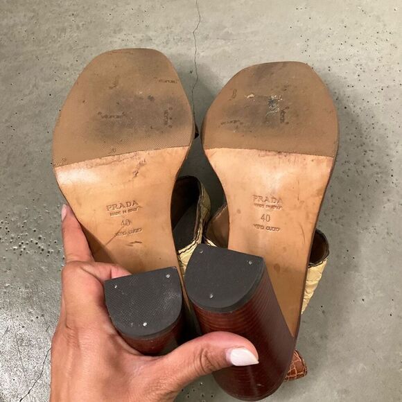 Prada Multicolour Croc Embossed Leather Heels - Picture 7 of 9